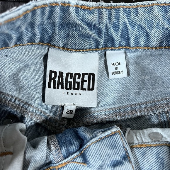 Ragged Jeans Womens 28 Blue Patchwork Light Wash Y2K Preppy Punk‎ Fringe Grunge - Picture 7 of 8